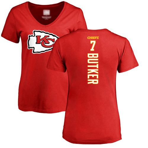 Women Football Kansas City Chiefs #7 Butker Harrison Red Backer T-Shirt